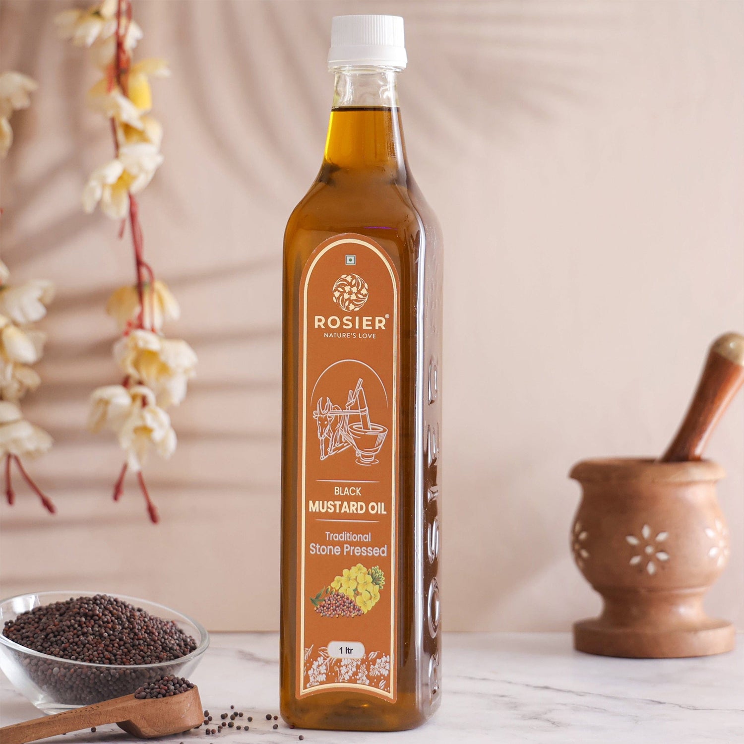 Rosier Foods Stone Pressed Black Mustard Oil 1000 ML (PET Bottle)