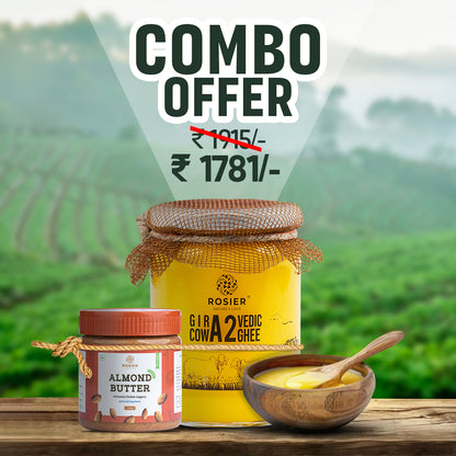 A2 Cow Ghee 500 ml + Almond Crunchy Nut Butter 300 gm